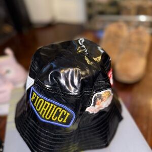 Fiorucci Black Bucket Hat with Patch Details